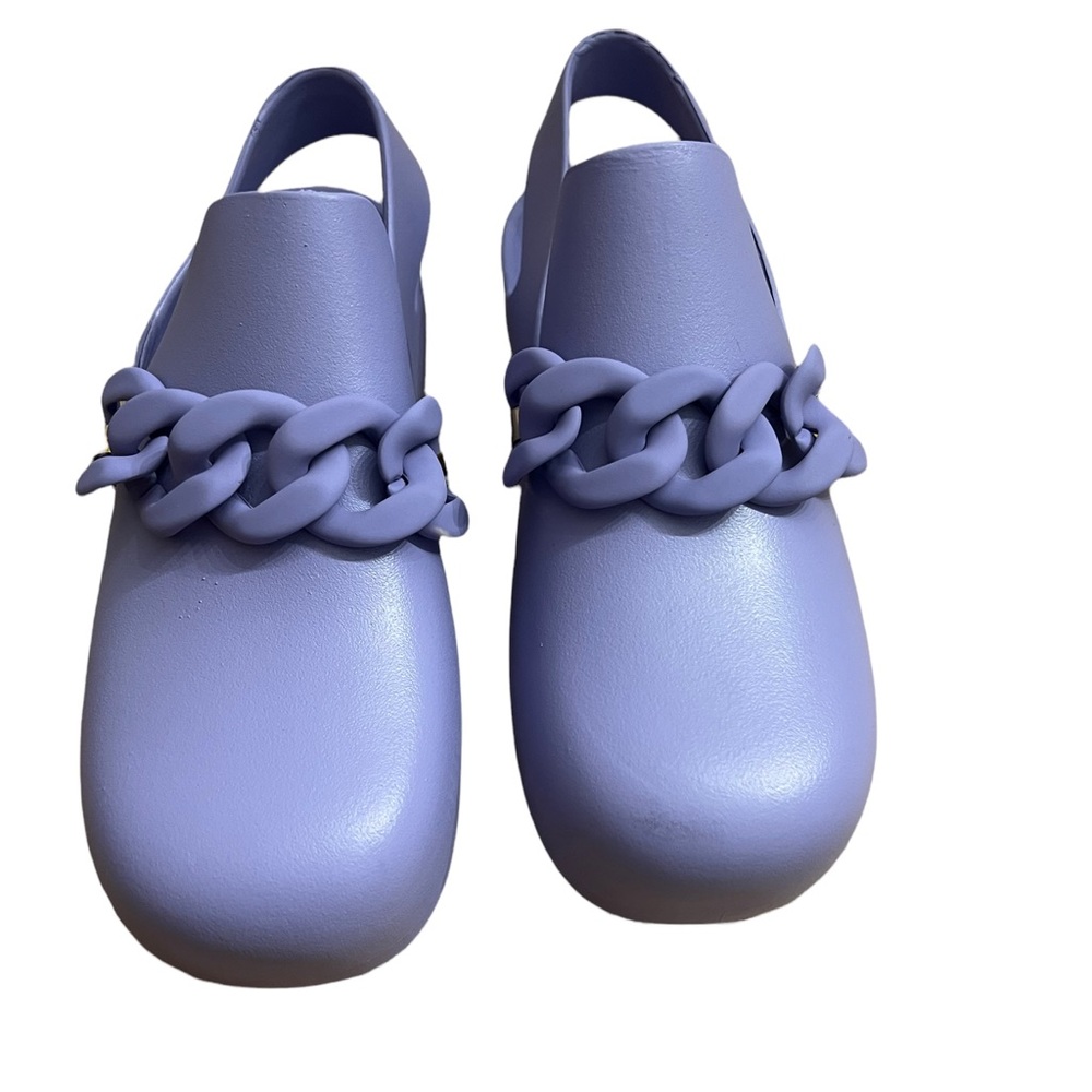 YOKI PURPLE HARRET CHAIN ACCENT SLING CLOGS - Picture 2 of 8